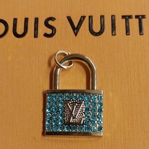 LV Gold and Teal Padlock Charm Pendant